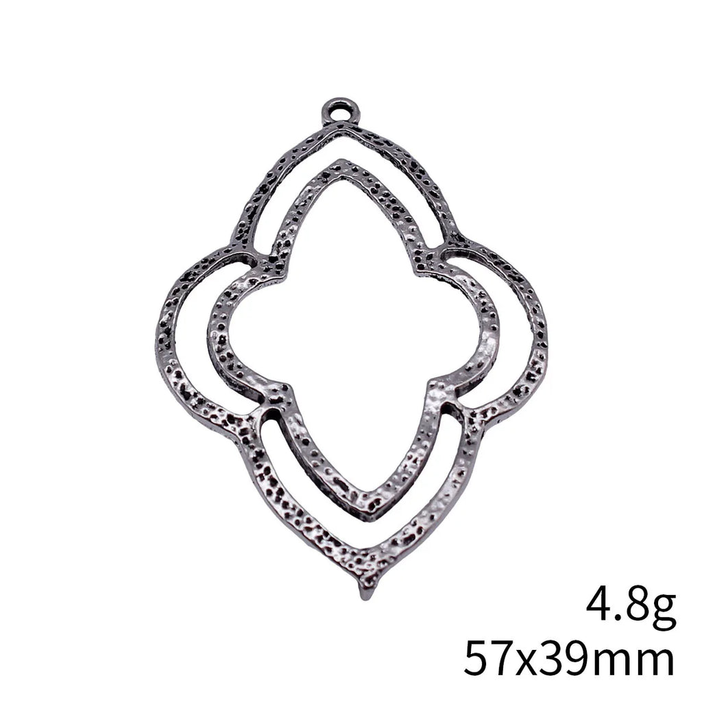 57x39mm 4.8g Multicolor Zinc Alloy Hollow Hammered Four Leaf Flower connector charm for DIY jewelry
