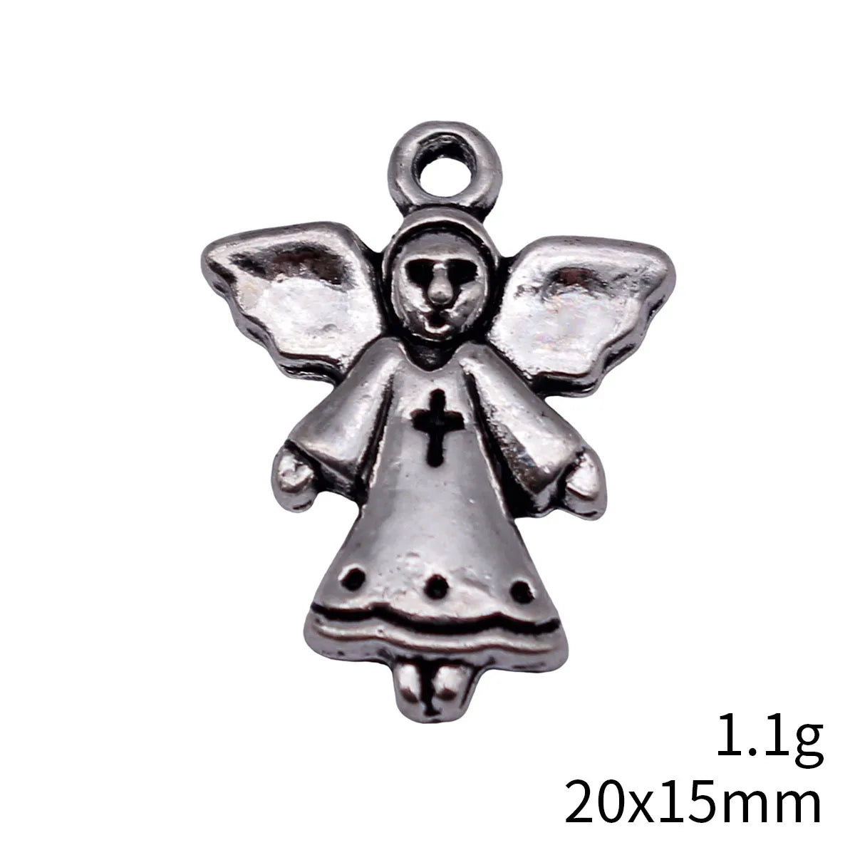 20x15mm 1.1g Antique Silver Zinc Alloy Cross Angel Charm Pendant for DIY Necklace Bracelet Making