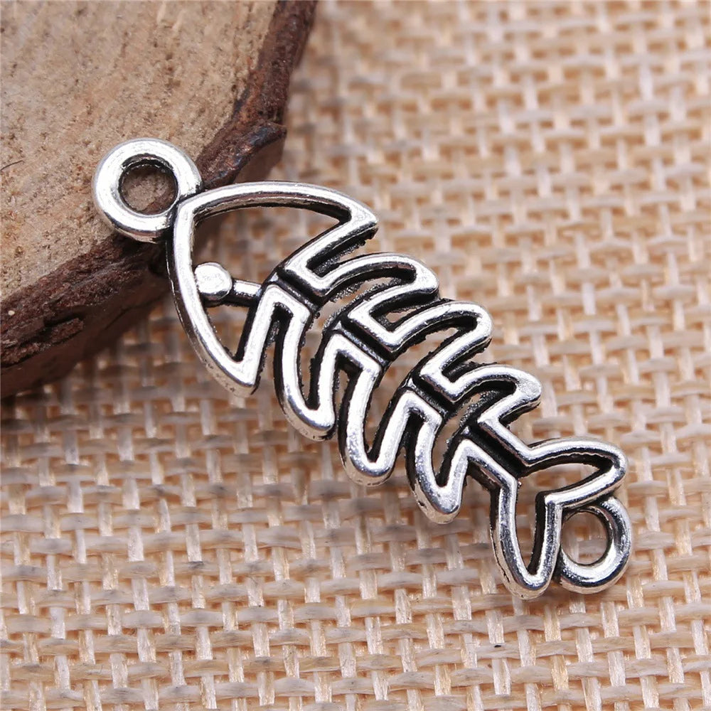 31x11mm 1.6g Antique Silver Zinc Alloy Fish Bone Connector Charm for DIY Bracelet Necklace Jewelry