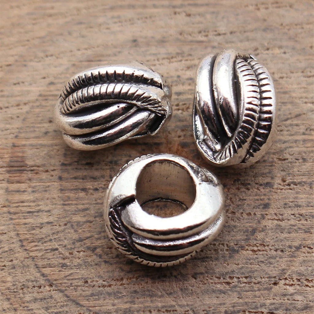 12x11x7.7mm 2.4g Antique Silver Zinc Alloy Geometric Textured Spacer Beads for DIY Dreadlock Jewelry