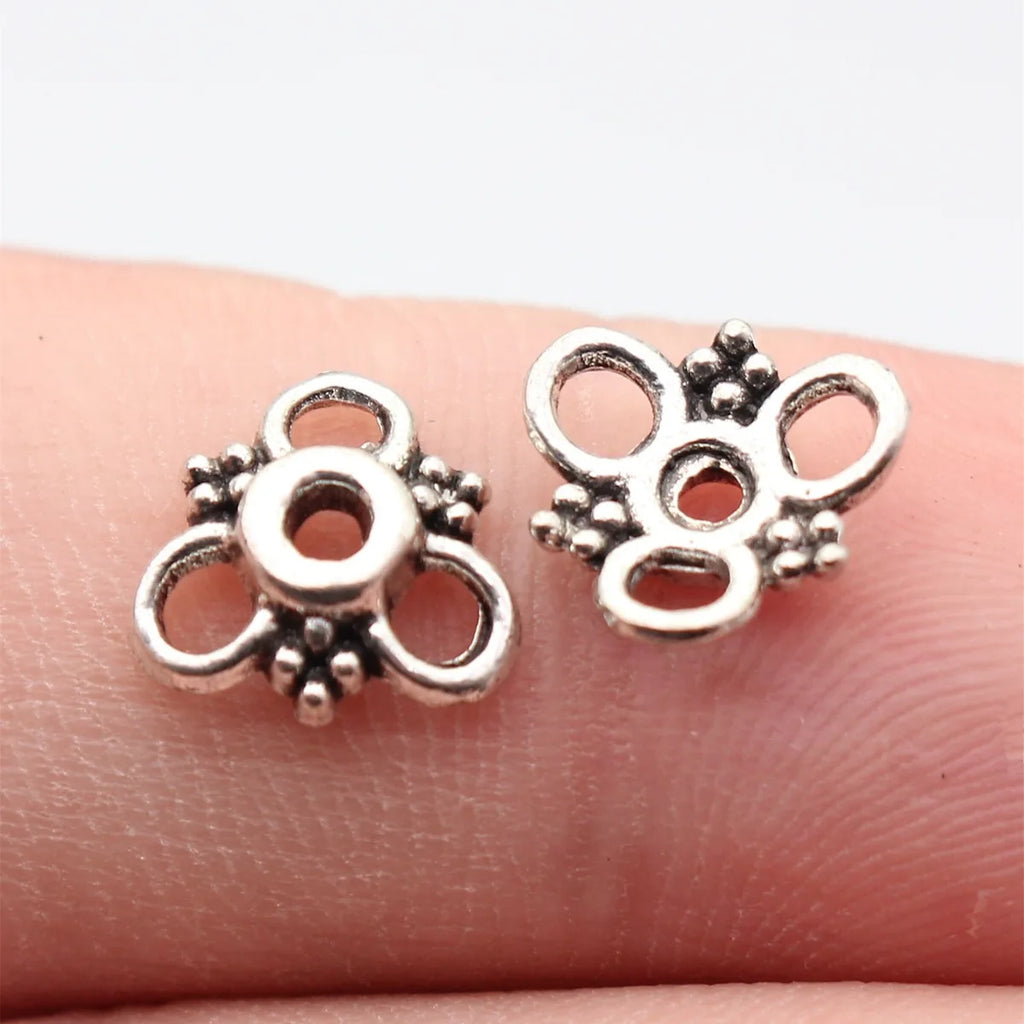 10x10x3mm 0.37g Antique Silver Zinc Alloy Flower Bead Caps for DIY Necklace Bracelet Jewelry Making