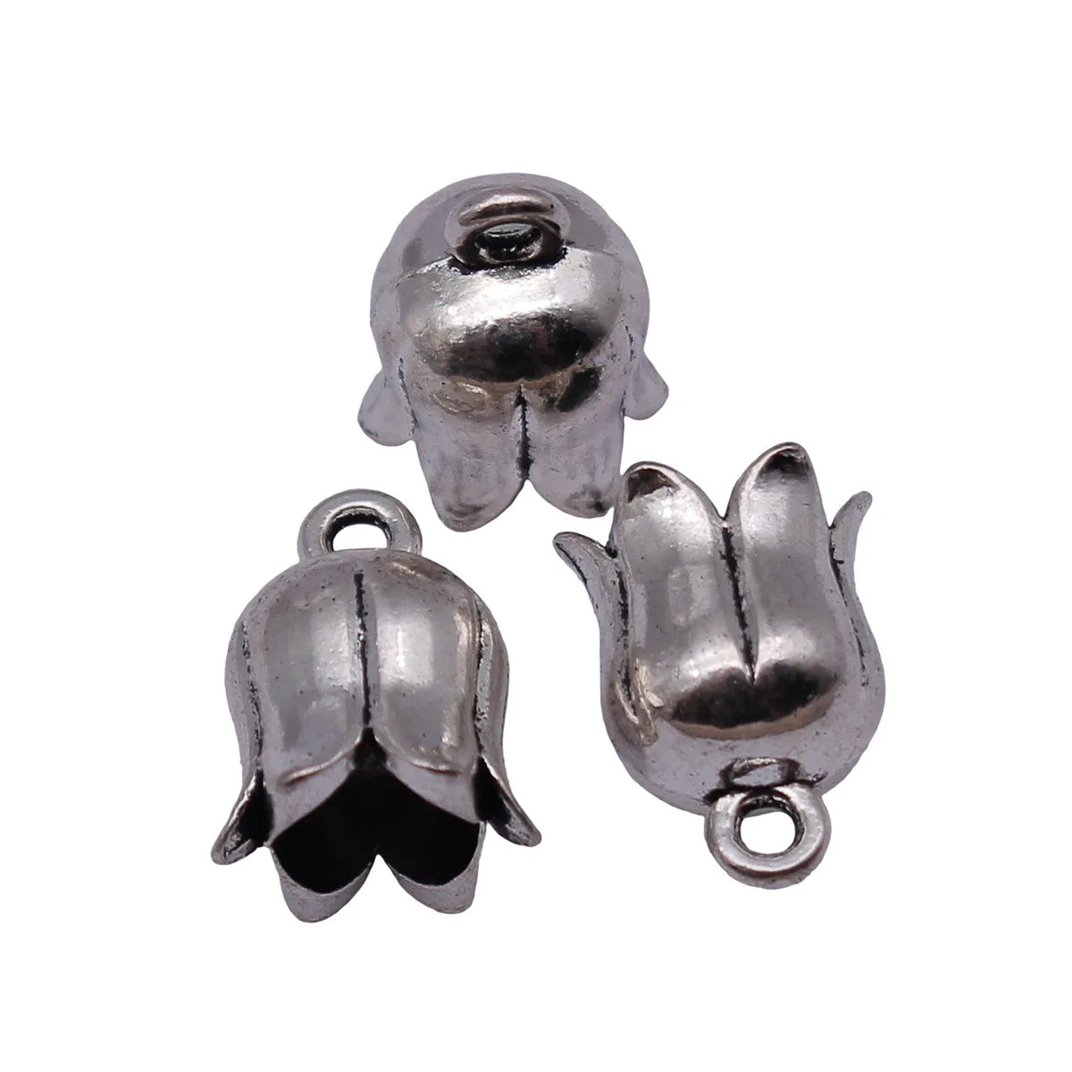 13x9.9x9mm 1.6g Antique Silver Zinc Alloy Flower Tassel Cap End Findings for DIY Pendant Jewelry Making