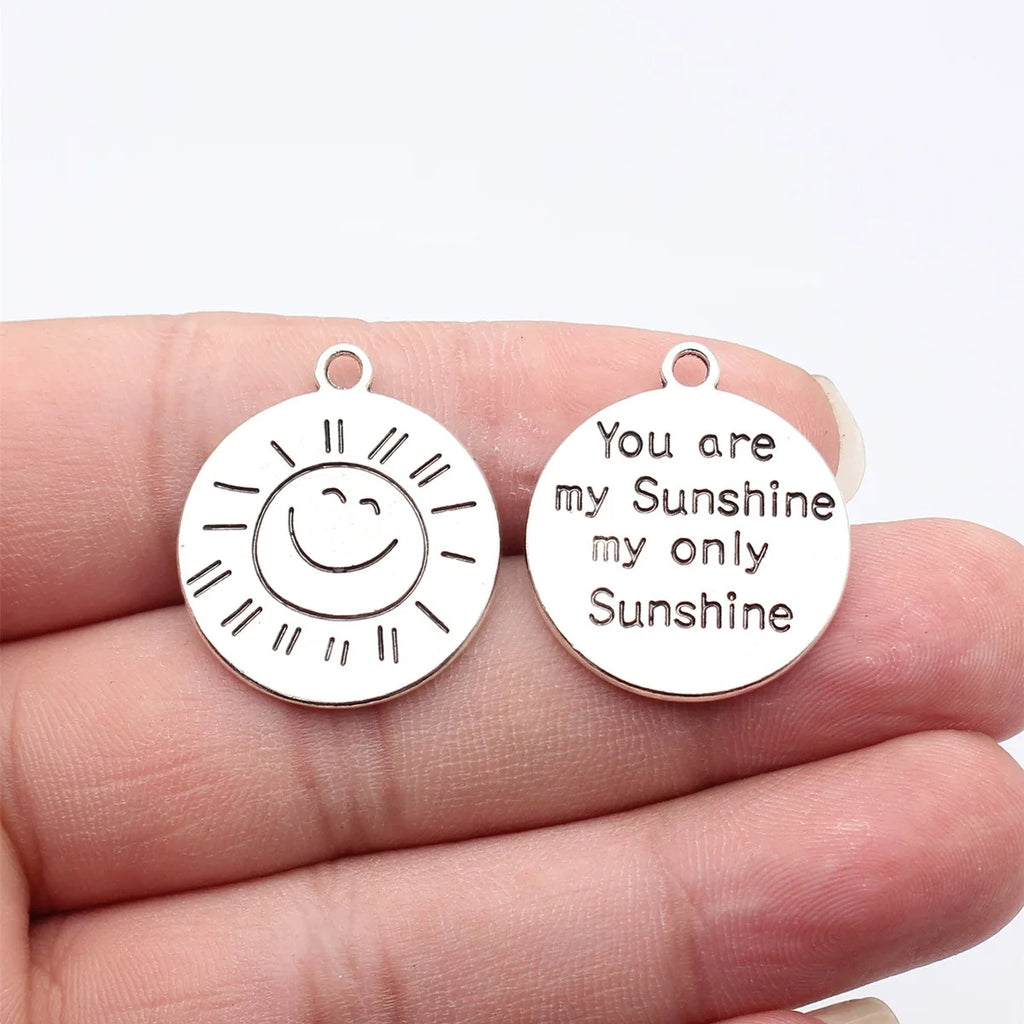 27x24mm 4.4g Antique Silver Zinc Alloy You Are My Sunshine My Only Sunshine Charm Pendant for DIY Jewelry