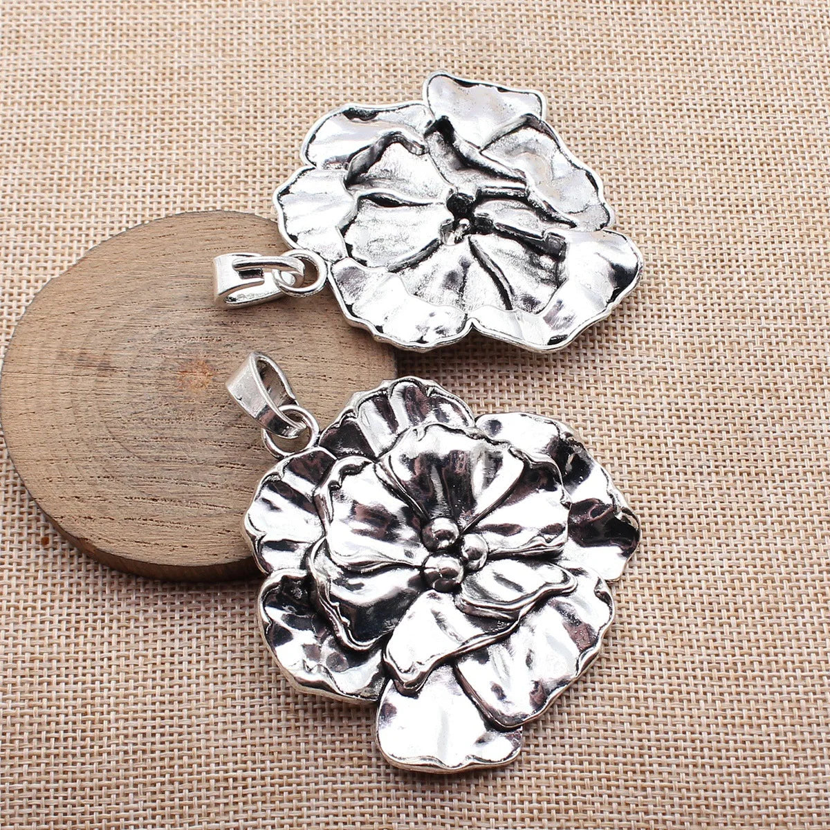 76x60mm 30g Antique Silver Zinc Alloy Large Flower Charm Pendant for DIY Statement Necklace Making