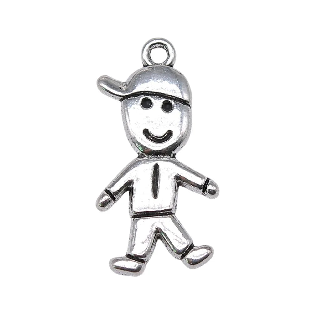 27x14mm 1.8g Antique Silver Zinc Alloy Little Boy Charm Pendant for DIY Necklace Bracelet Jewelry