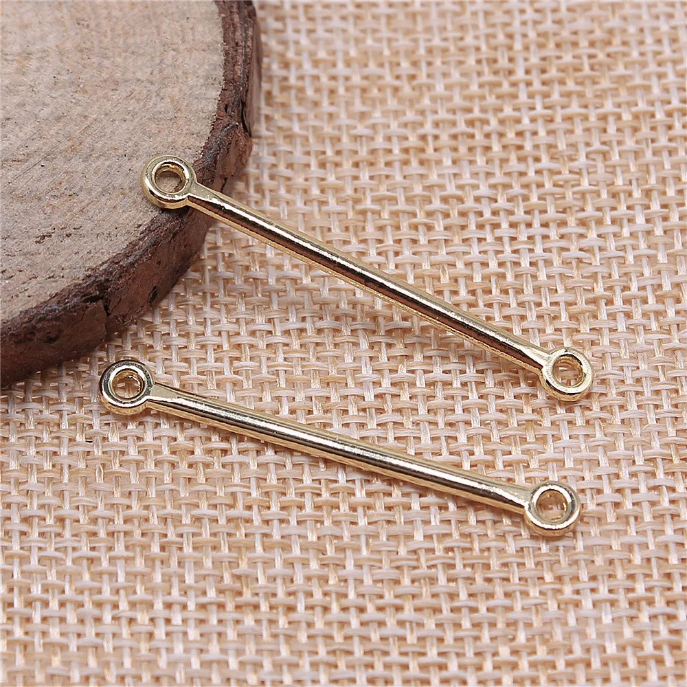 5x40mm 0.8g Electrophoretic KC Gold Zinc Alloy Long Bar Connector Charm for DIY Bracelet Jewelry