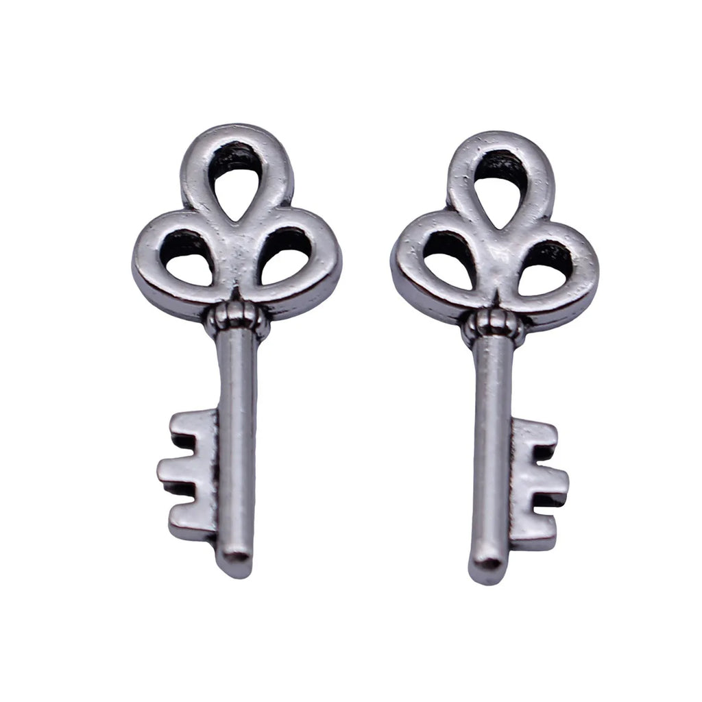 25x11mm 1.5g Blackened White K Color Zinc Alloy Key Charm Pendant for DIY Necklace Bracelet Making