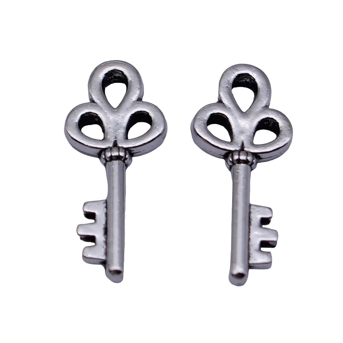 25x11mm 1.5g Blackened White K Color Zinc Alloy Key Charm Pendant for DIY Necklace Bracelet Making
