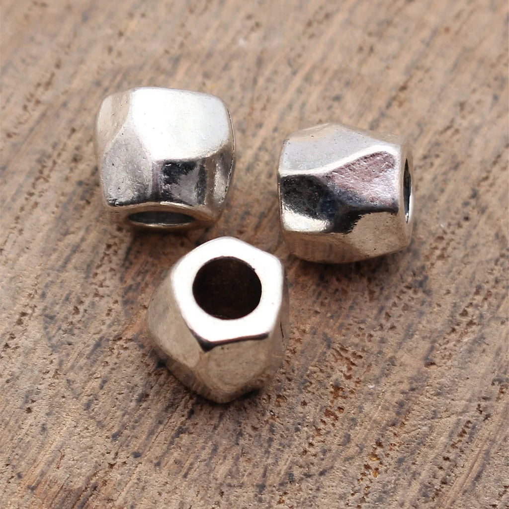 7.6x7.5x6.7mm 1.2g Antique Silver Zinc Alloy Hammered Texture Spacer Beads for DIY Bracelet Jewelry Making
