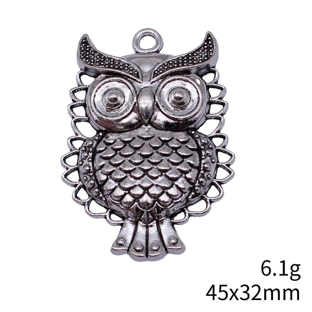 45x32mm 6.1g Antique Silver Zinc Alloy Owl Cat Charm Pendant for DIY Necklace Bracelet Making