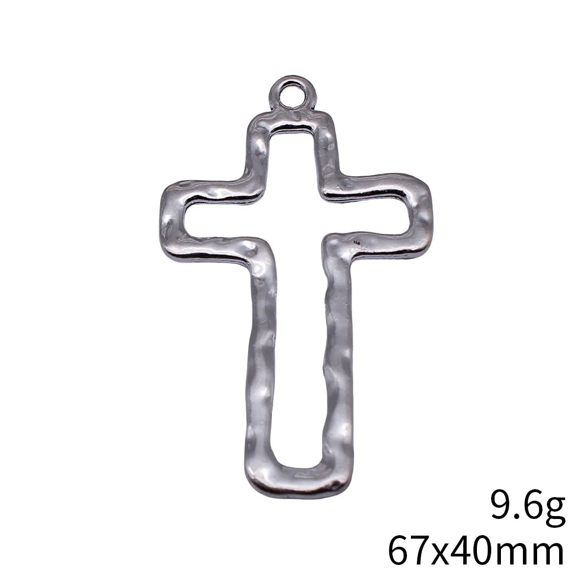 67x40mm 9.6g Antique Silver Zinc Alloy Hammered Openwork Cross Hollow Charm Pendant for DIY Jewelry Making