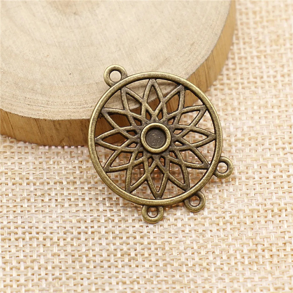 33x27mm 3.8g Multicolor Zinc Alloy Dreamcatcher Connector Charm for DIY Earring Bracelet Jewelry
