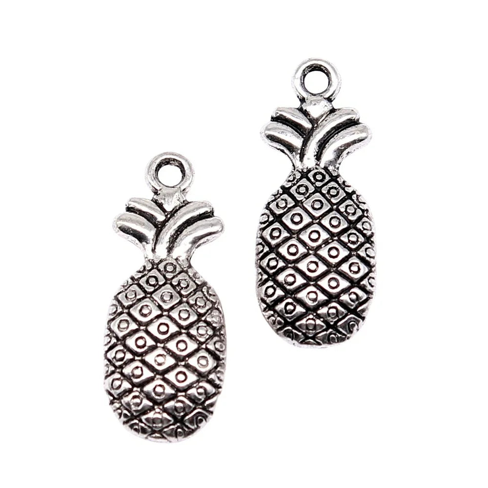 25x10mm 2.8g Antique Silver Zinc Alloy Pineapple Charm Pendant for Bracelet Necklace DIY Jewelry Making