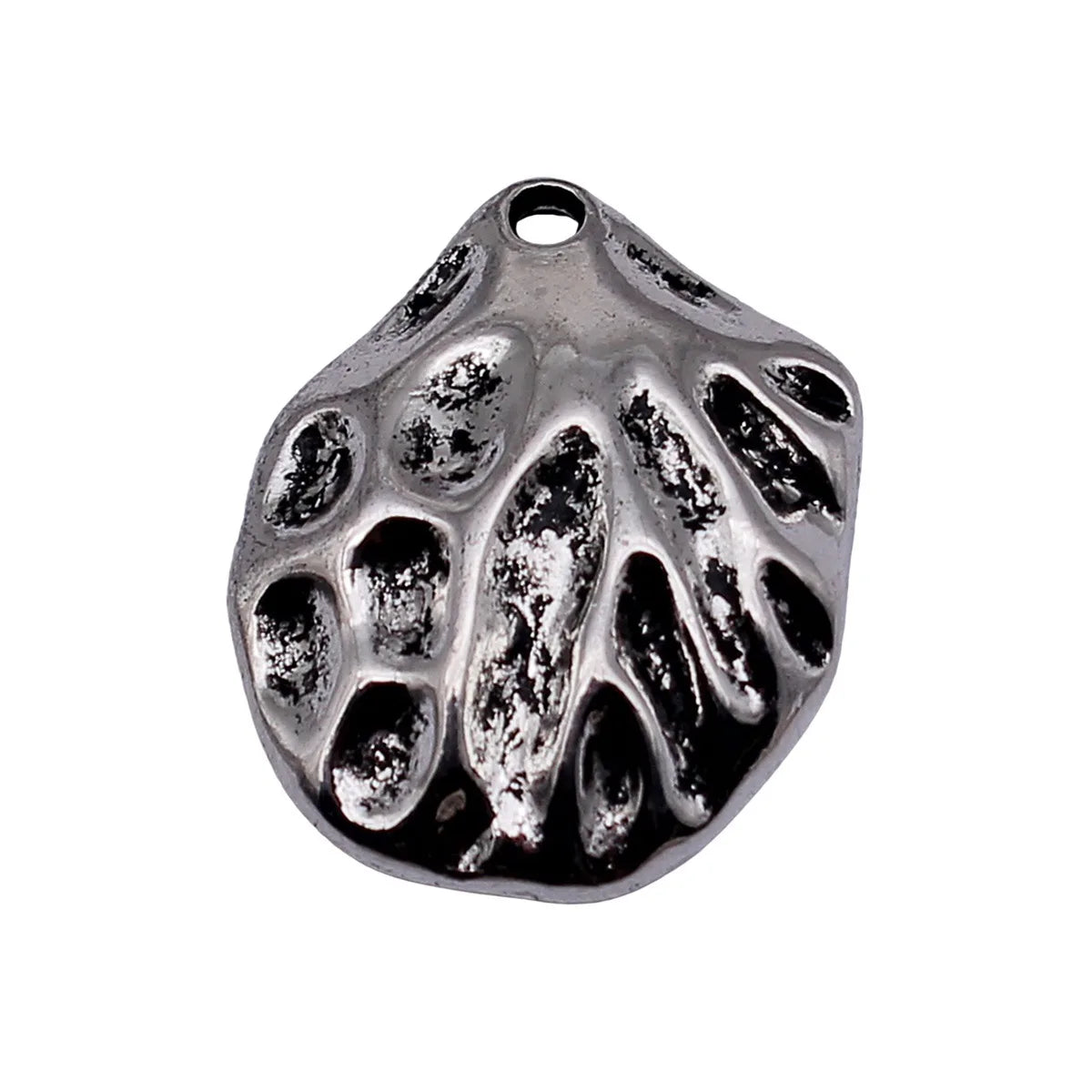 24x19mm 2.1g Antique Silver Zinc Alloy Hammered Shell Charm Pendant for DIY Necklace Making