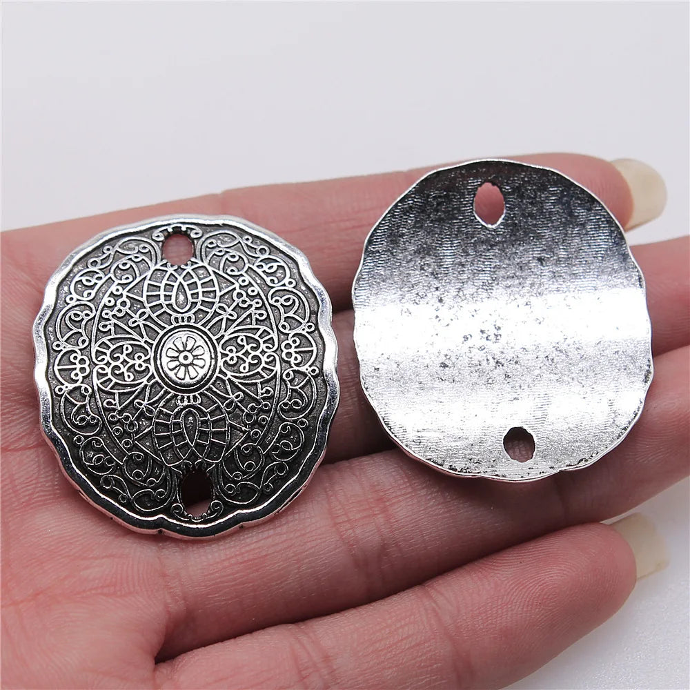 34x39mm 8.3g Multicolor Zinc Alloy Carved Pattern Connector Charm for Bracelet Jewelry Making