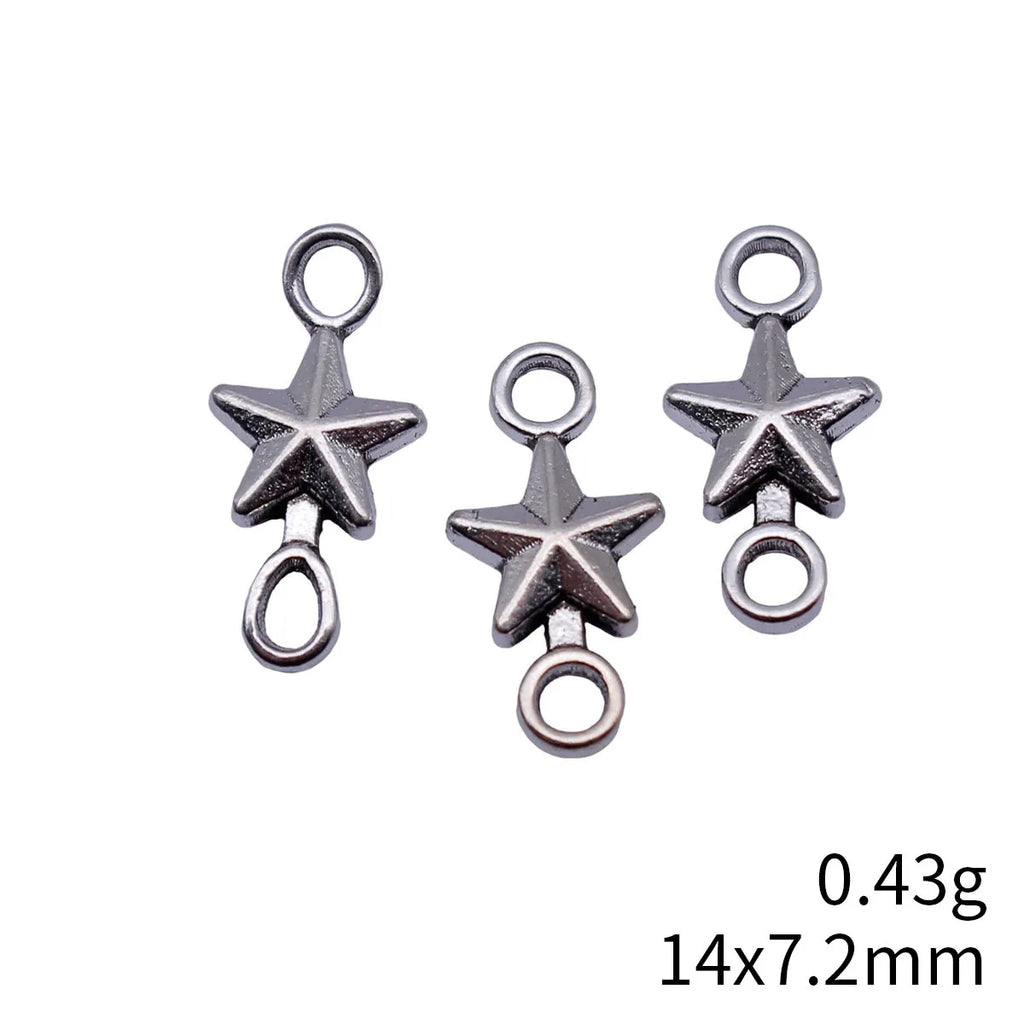 14x7.2mm 0.43g Multicolor Zinc Alloy Five-Point Star Connector Charm for DIY Bracelet Jewelry