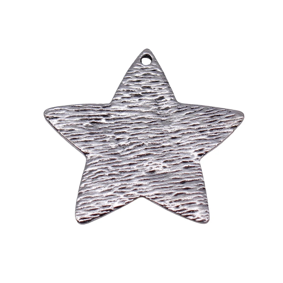 35x32mm 3.4g Antique Silver Zinc Alloy Scratched Wood Grain Star Charm Pendant for DIY Jewelry Making