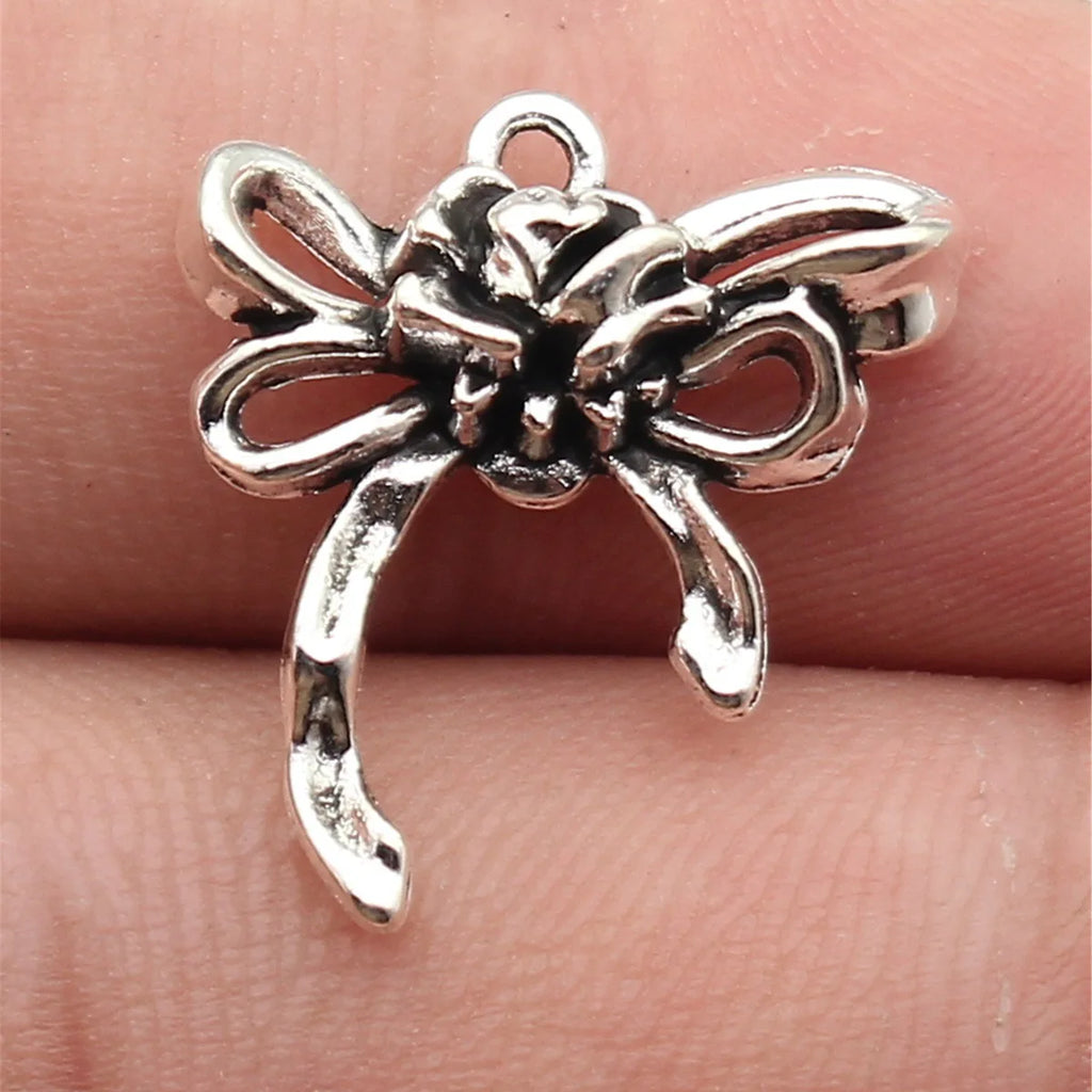 20x18mm 2g Antique Silver Zinc Alloy Bow Butterfly Charm Pendant for DIY Earring Bracelet Jewelry Making