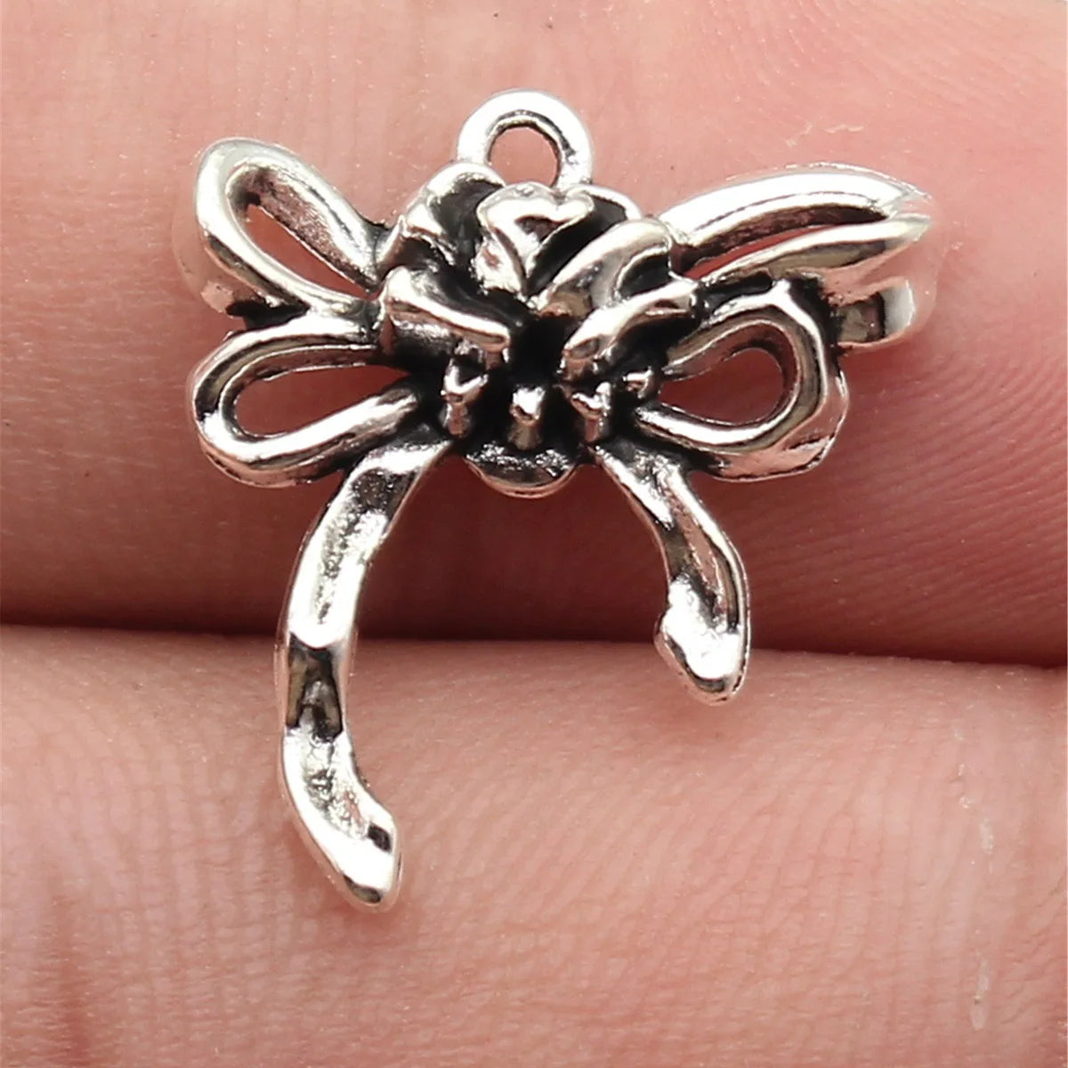 20x18mm 2g Antique Silver Zinc Alloy Bow Butterfly Charm Pendant for DIY Earring Bracelet Jewelry Making