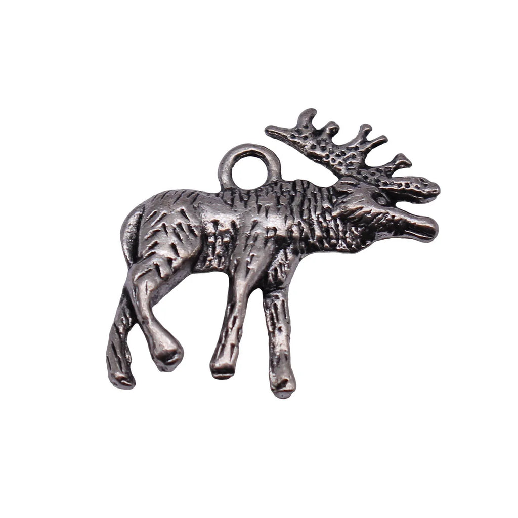 22x22mm 2.2g Antique Silver Zinc Alloy Elk Charm Pendant for DIY Christmas Necklace Jewelry Making