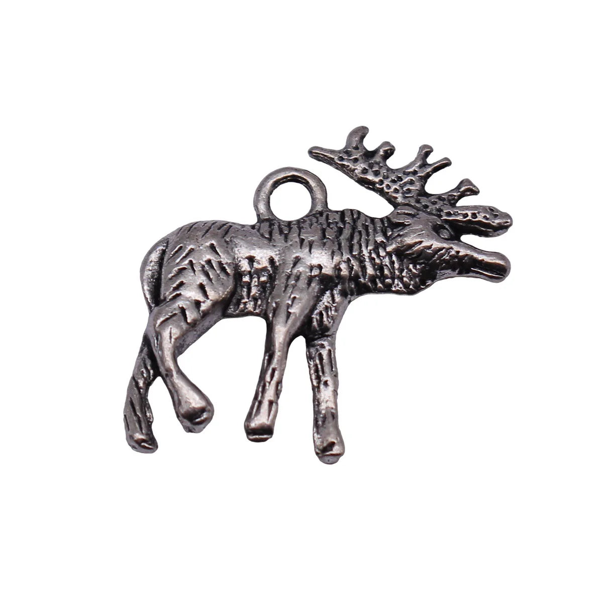 22x22mm 2.2g Antique Silver Zinc Alloy Elk Charm Pendant for DIY Christmas Necklace Jewelry Making