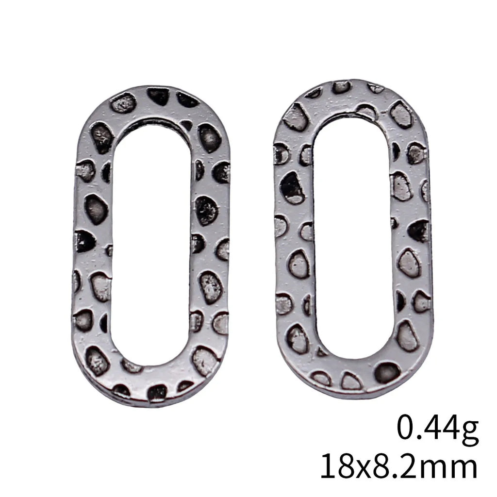 18x8.2mm 0.44g Antique Silver Zinc Alloy Irregular Textured Oval Ring Connector Charm for DIY Jewelry