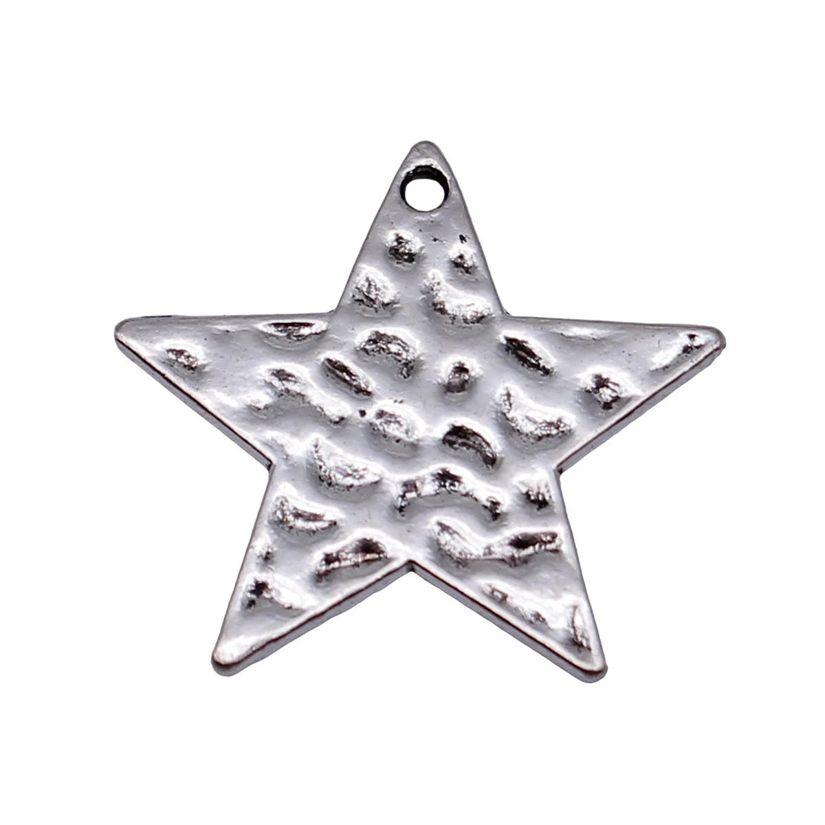 25x25mm 2.1g Antique Silver Zinc Alloy Hammered Five Point Star Charm Pendant for DIY Jewelry Making