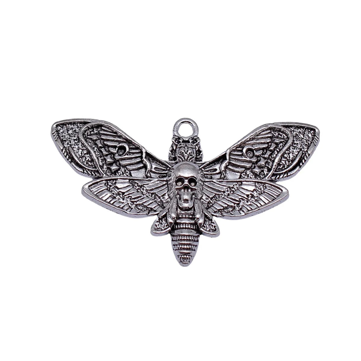 53x31mm 7.1g Multicolor Zinc Alloy Skull Moth charm pendant for DIY gothic jewelry making