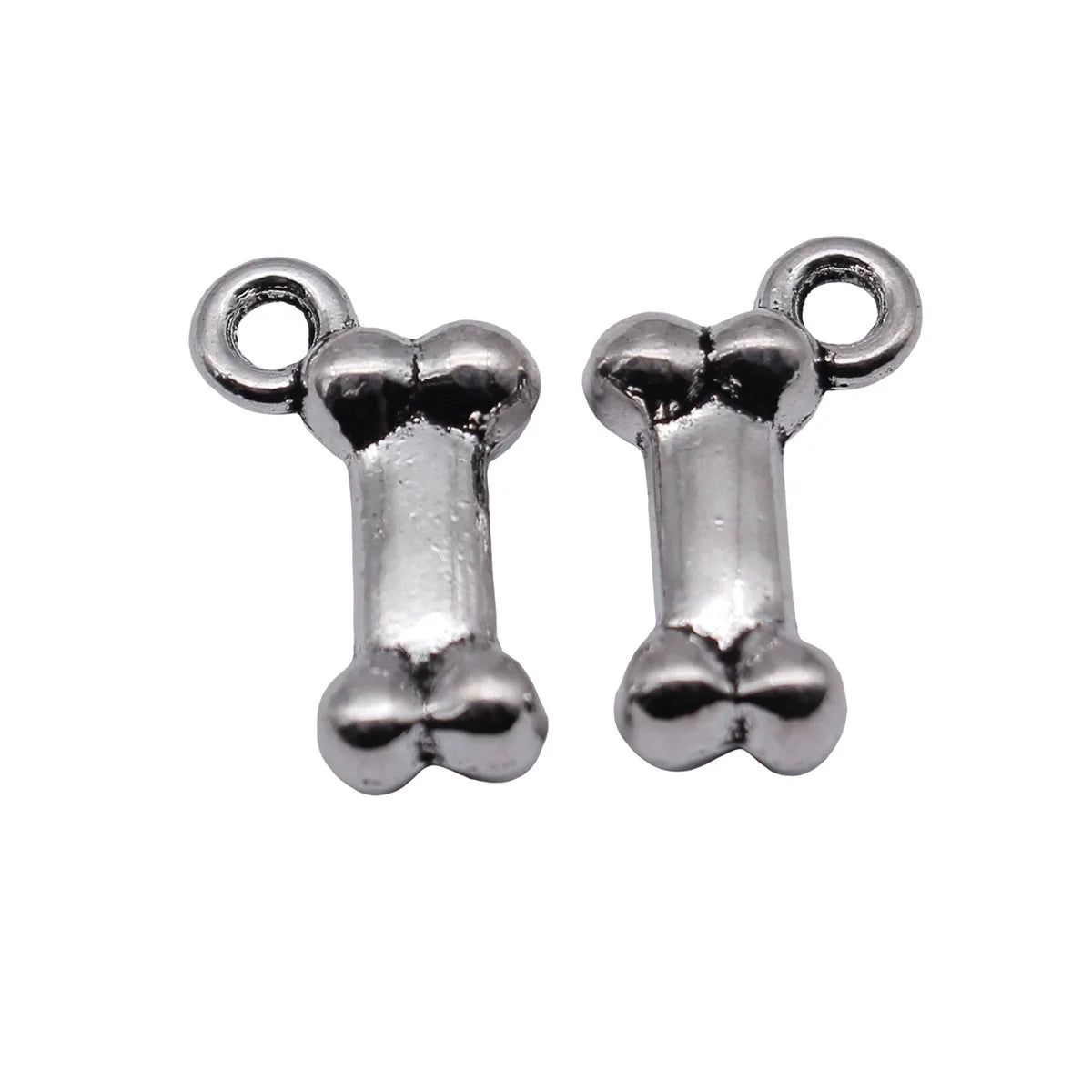 15x9x4.5mm 1.1g Antique Silver Zinc Alloy Bone Charm Pendant for DIY Pet Theme Jewelry Making