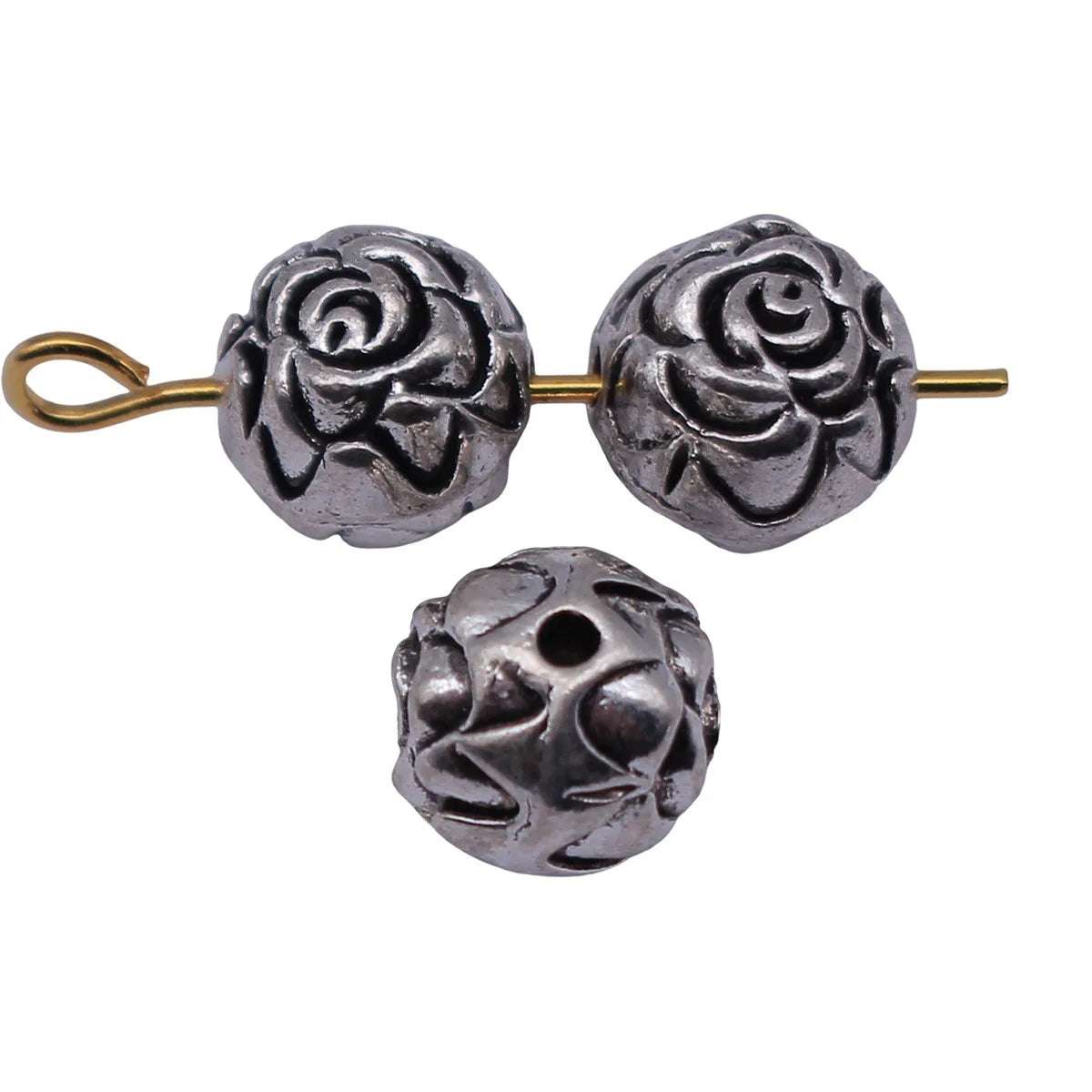 8x8x8mm 1.5g Antique Silver Tone Zinc Alloy Double-Sided Flower Pattern Spacer Beads for DIY Jewelry