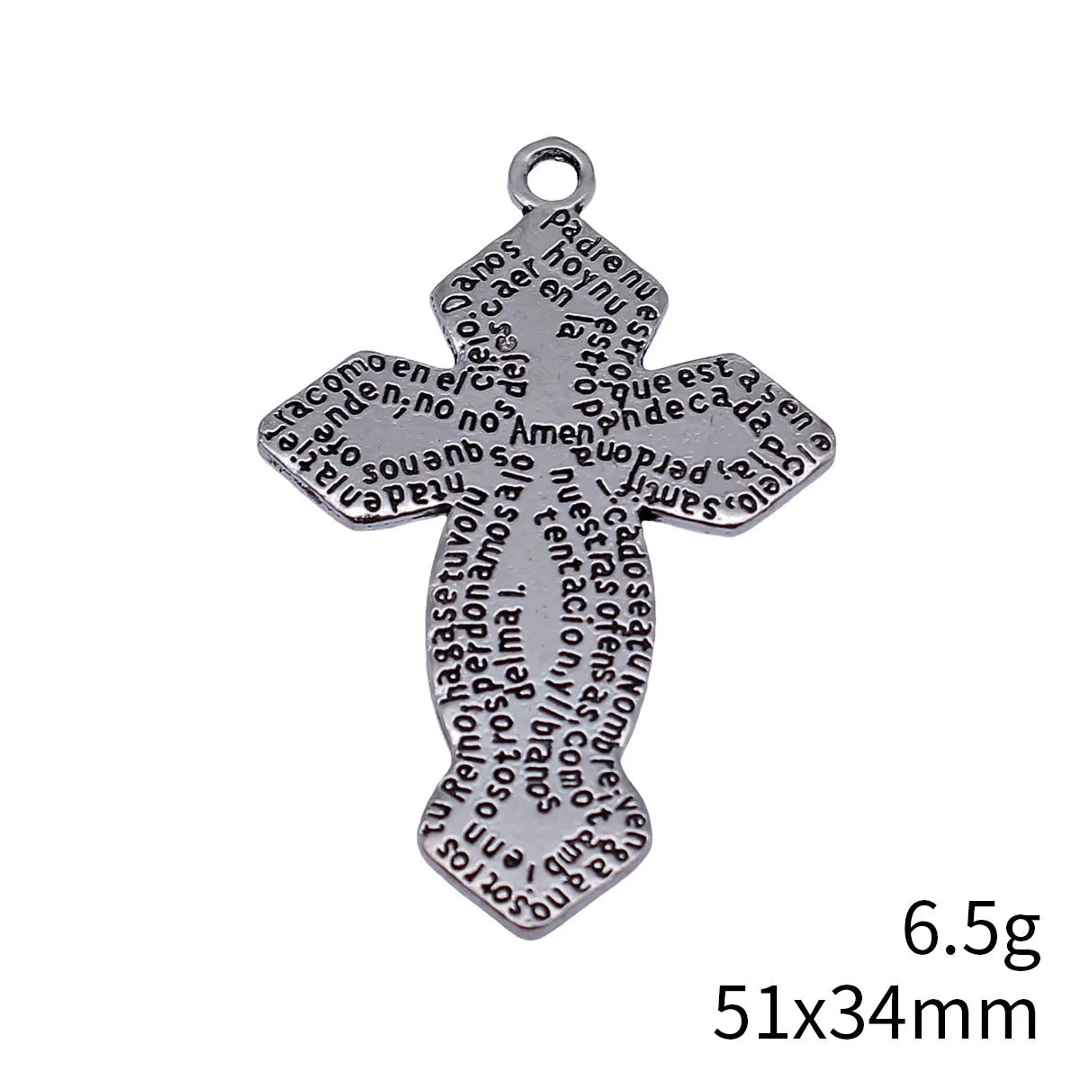 51x34mm 6.5g Antique Silver Zinc Alloy Double-Sided Scripture Cross Charm Pendant for DIY Jewelry