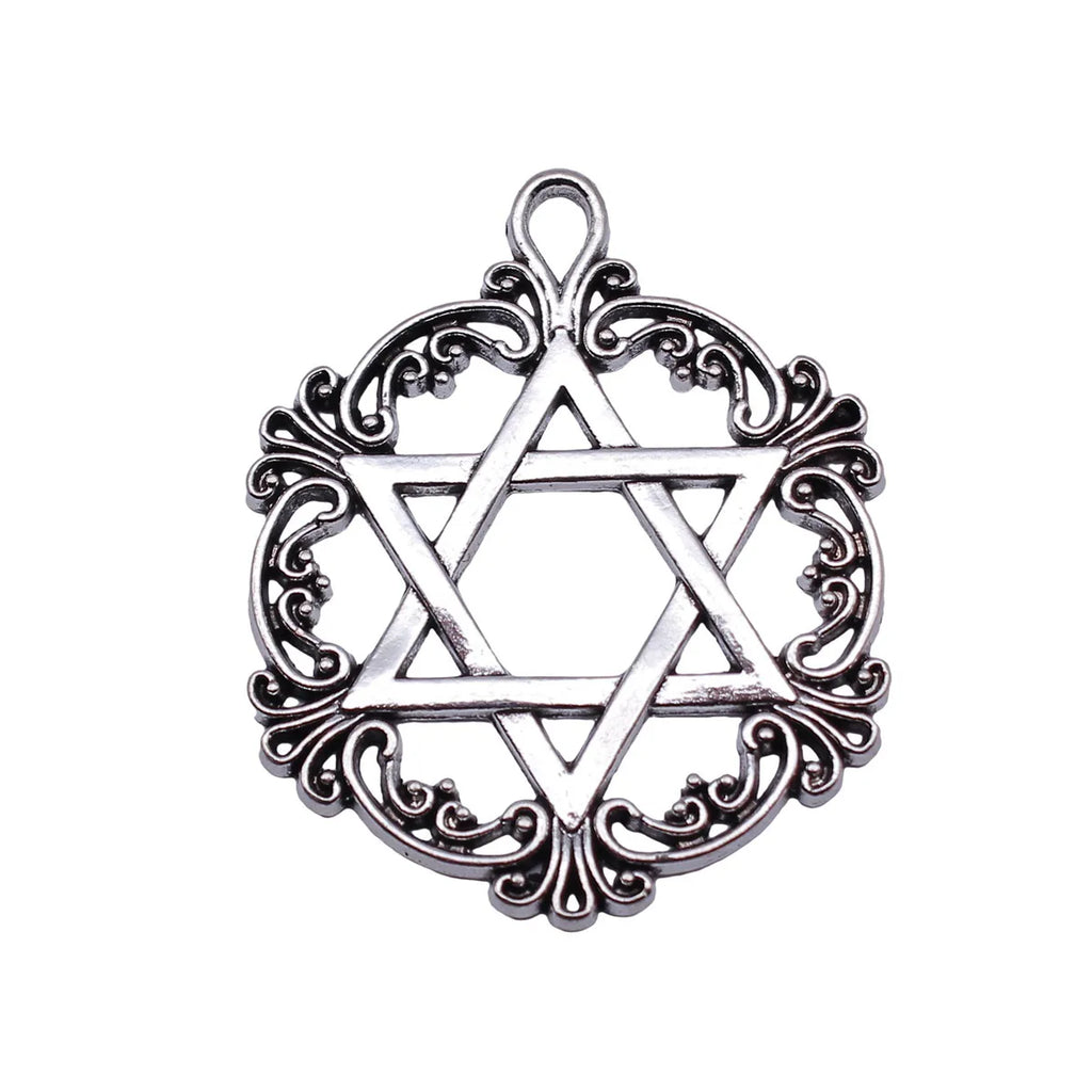 43x35mm 6.6g Antique Silver Zinc Alloy Star of David Charm Pendant for DIY Necklace Jewelry Making