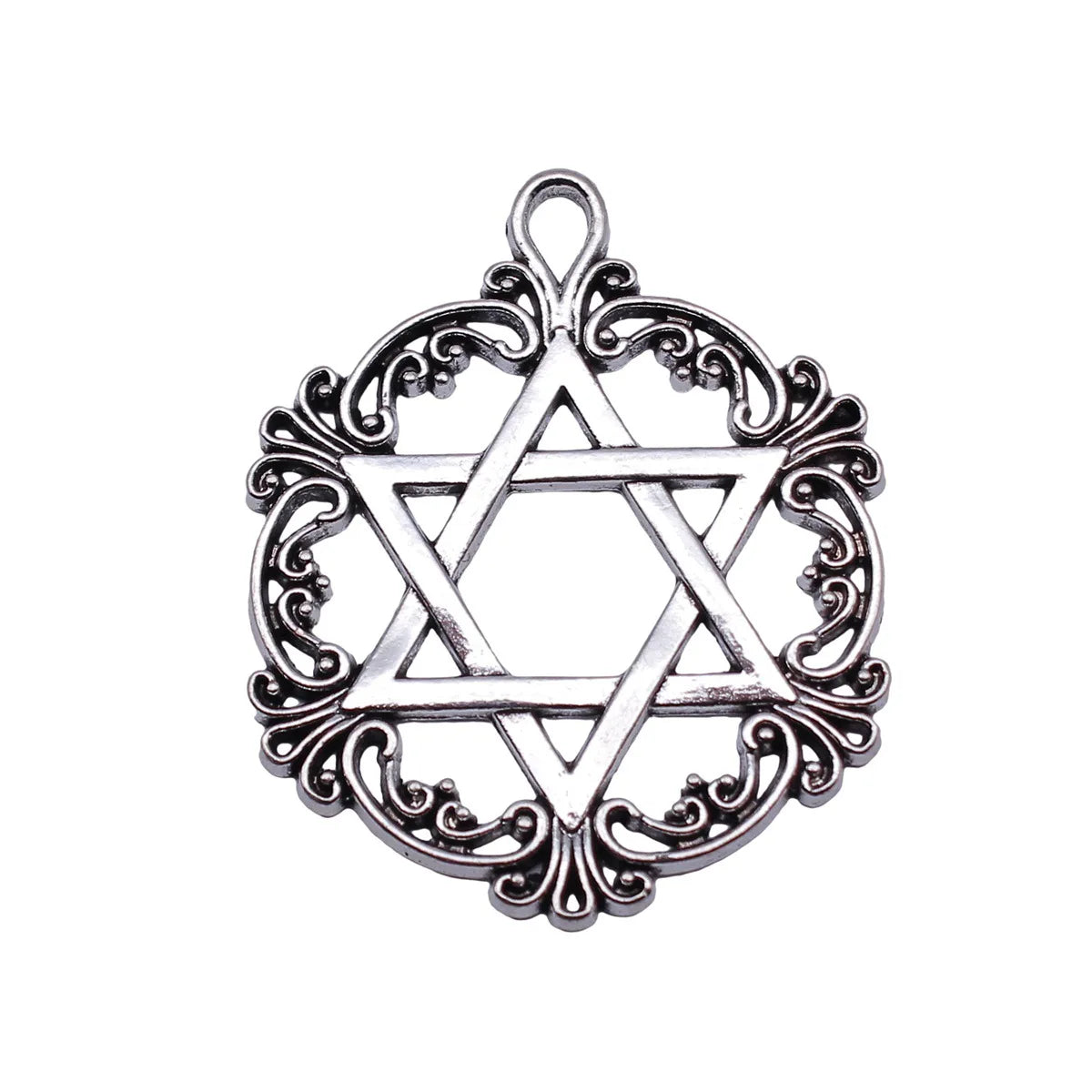 43x35mm 6.6g Antique Silver Zinc Alloy Star of David Charm Pendant for DIY Necklace Jewelry Making