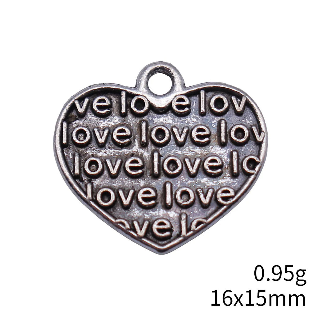 16x15mm 0.95g Antique Silver Zinc Alloy LOVE Heart Charm Pendant for DIY Necklace Bracelet Making
