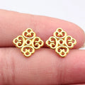 12x12x1mm 0.56g Bright Gold Tone Zinc Alloy Hollow Auspicious Cloud Knot Connector Charm for DIY Jewelry