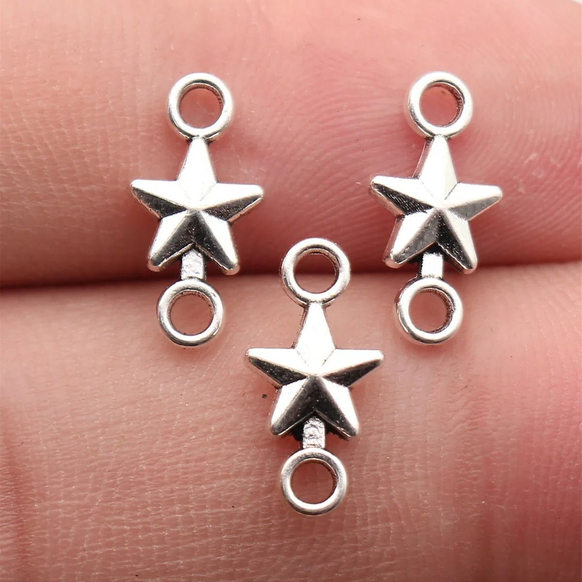 14x7.2mm 0.43g Multicolor Zinc Alloy Five-Point Star Connector Charm for DIY Bracelet Jewelry