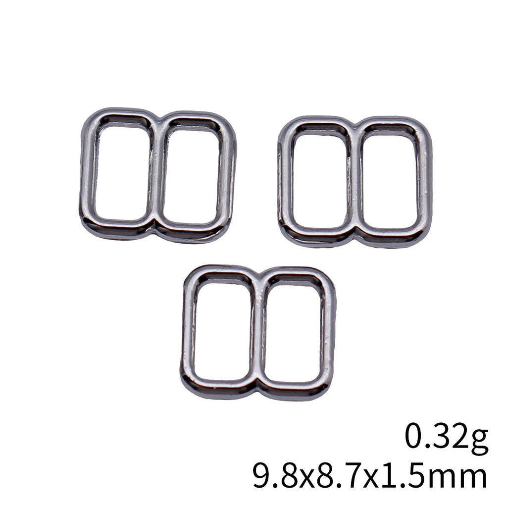 9.8x8.7x1.5mm 0.32g White K Gold Tone Zinc Alloy Double Ring Connector Charm for Necklace Bracelet Making