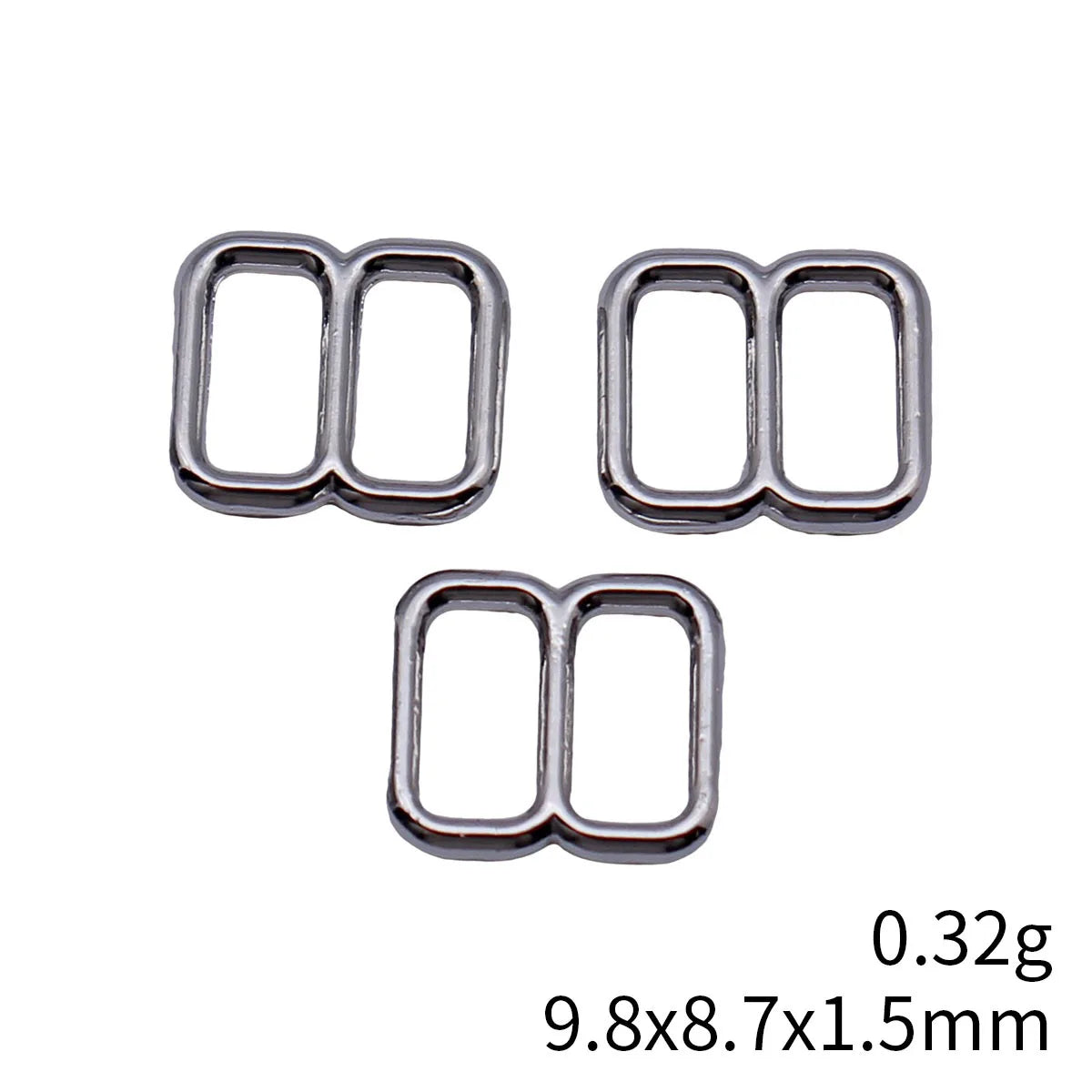 9.8x8.7x1.5mm 0.32g White K Gold Tone Zinc Alloy Double Ring Connector Charm for Necklace Bracelet Making