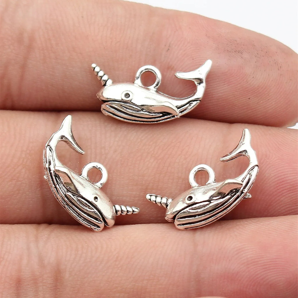 19x10mm 2.2g Antique Silver Zinc Alloy Narwhal Charm Pendant for DIY Necklace Bracelet Jewelry Making
