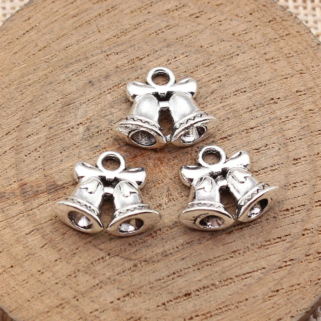 15x14mm 1.7g Antique Silver Zinc Alloy Christmas Bell Charm Pendant for DIY Necklace Bracelet Jewelry