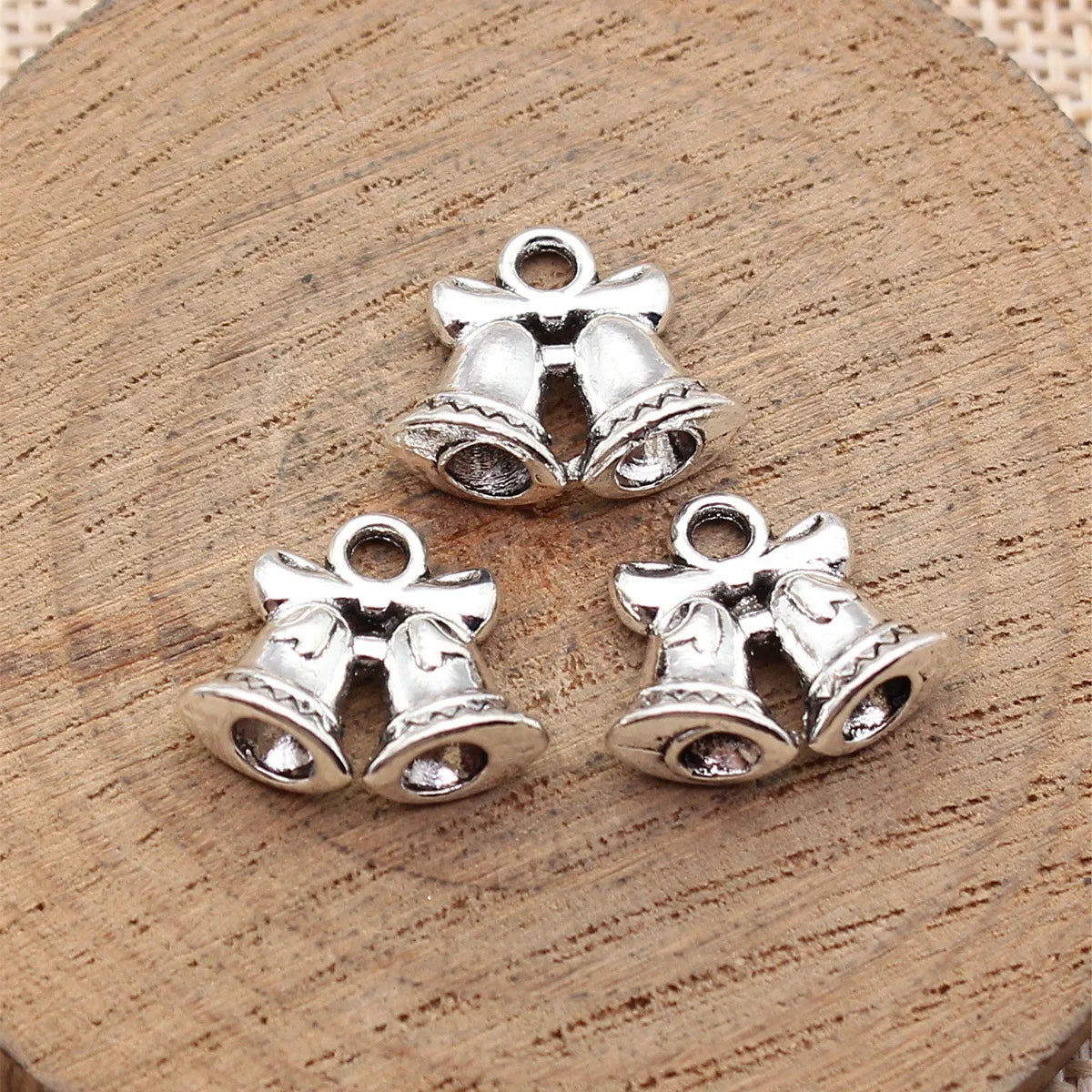15x14mm 1.7g Antique Silver Zinc Alloy Christmas Bell Charm Pendant for DIY Necklace Bracelet Jewelry