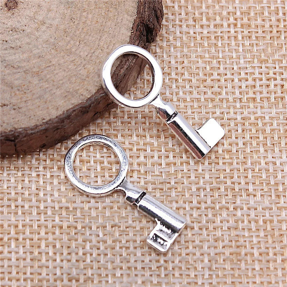 12x26mm 1g Antique Silver Zinc Alloy Key Charm Pendant for DIY Necklace Bracelet Jewelry Making