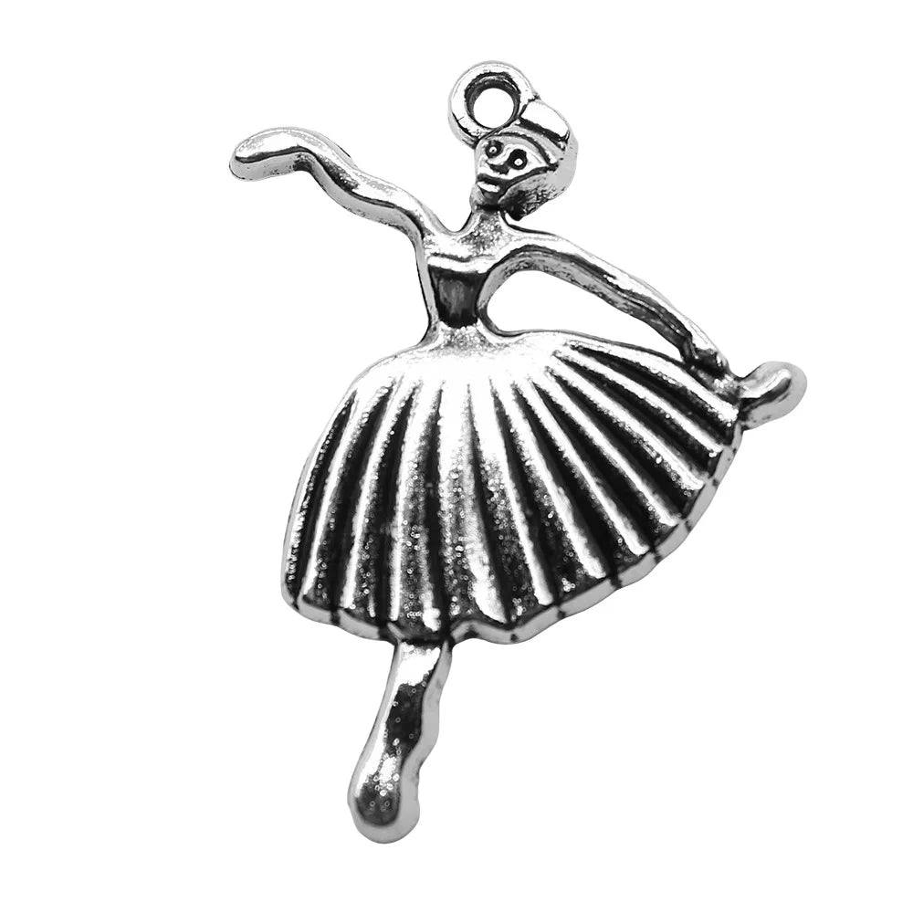 26x36mm 3.4g Antique Silver Zinc Alloy Dancing Figure Charm Pendant for Necklace Jewelry Making