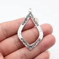 60x35mm 4.9g Multicolor Zinc Alloy Openwork Marquise Hammered Hollow Earring Charms for DIY Earrings