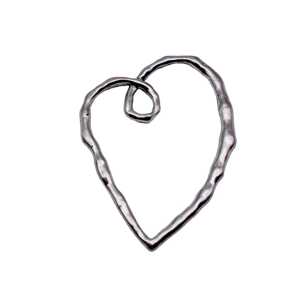 59x46mm 11.1g Antique Silver Zinc Alloy Hollow Hammered Heart Charm Pendant for DIY Necklace
