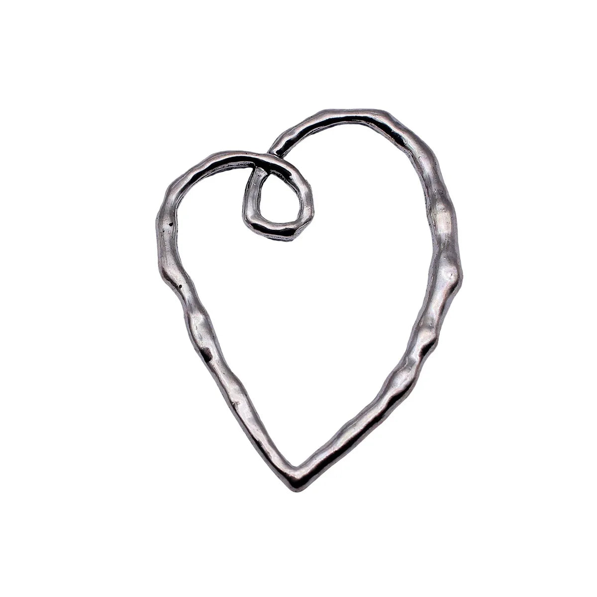 59x46mm 11.1g Antique Silver Zinc Alloy Hollow Hammered Heart Charm Pendant for DIY Necklace