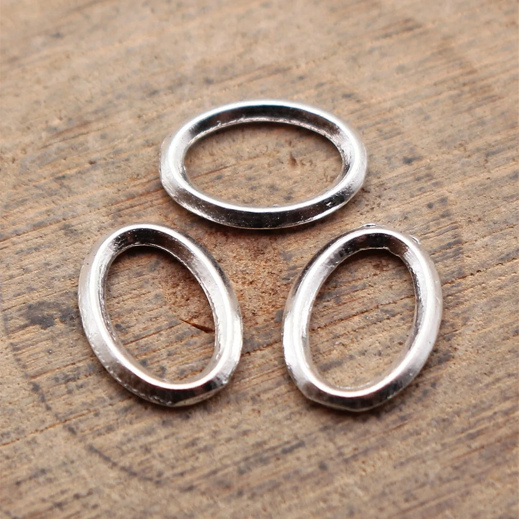 9.5x6.9x1.2mm 0.15g Antique Silver Zinc Alloy Small Oval Ring Connector Charm for DIY Bracelet Necklace Making