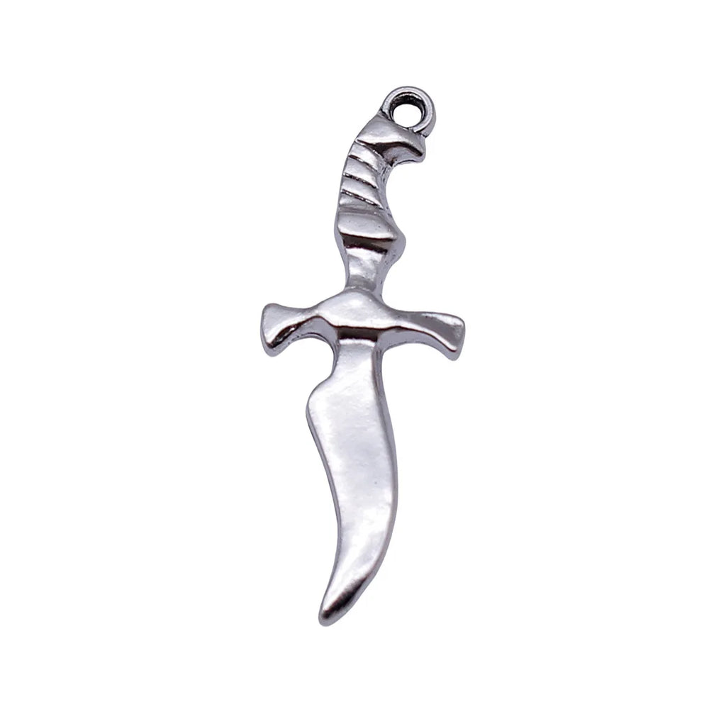 35x13mm 1.9g Antique Silver Zinc Alloy Knife Charm Pendant for DIY Punk Necklace Jewelry Making