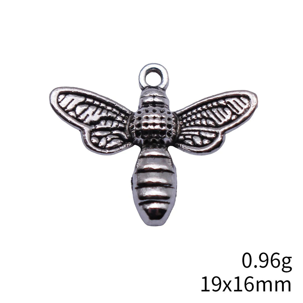 19x16mm 0.96g Multicolor Zinc Alloy Bee Charm Pendant for DIY Necklace Bracelet Jewelry Making