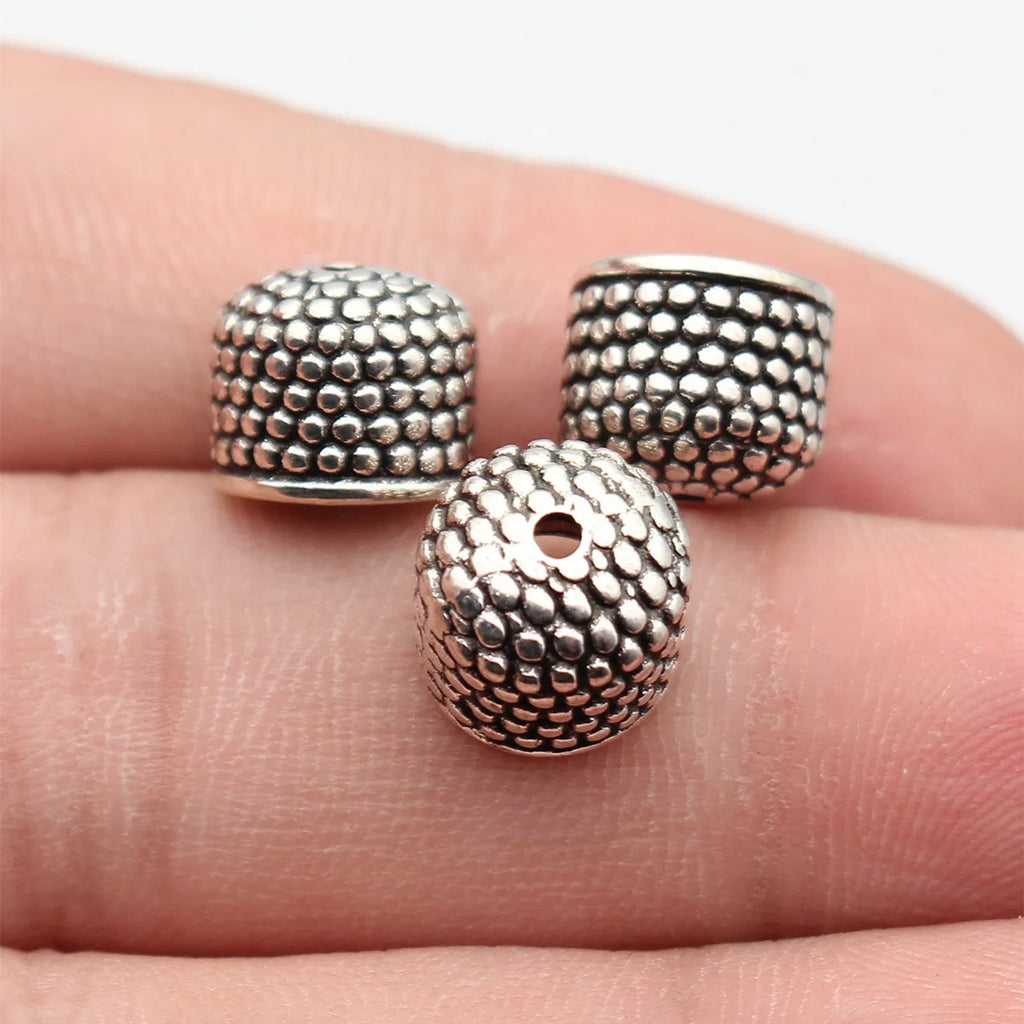 11x11x9mm 1.6g Antique Silver Zinc Alloy Dotted Tassel Cap Jewelry Findings for DIY Earring Making